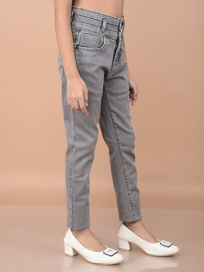 Grey Skinny High-Waist Jeans