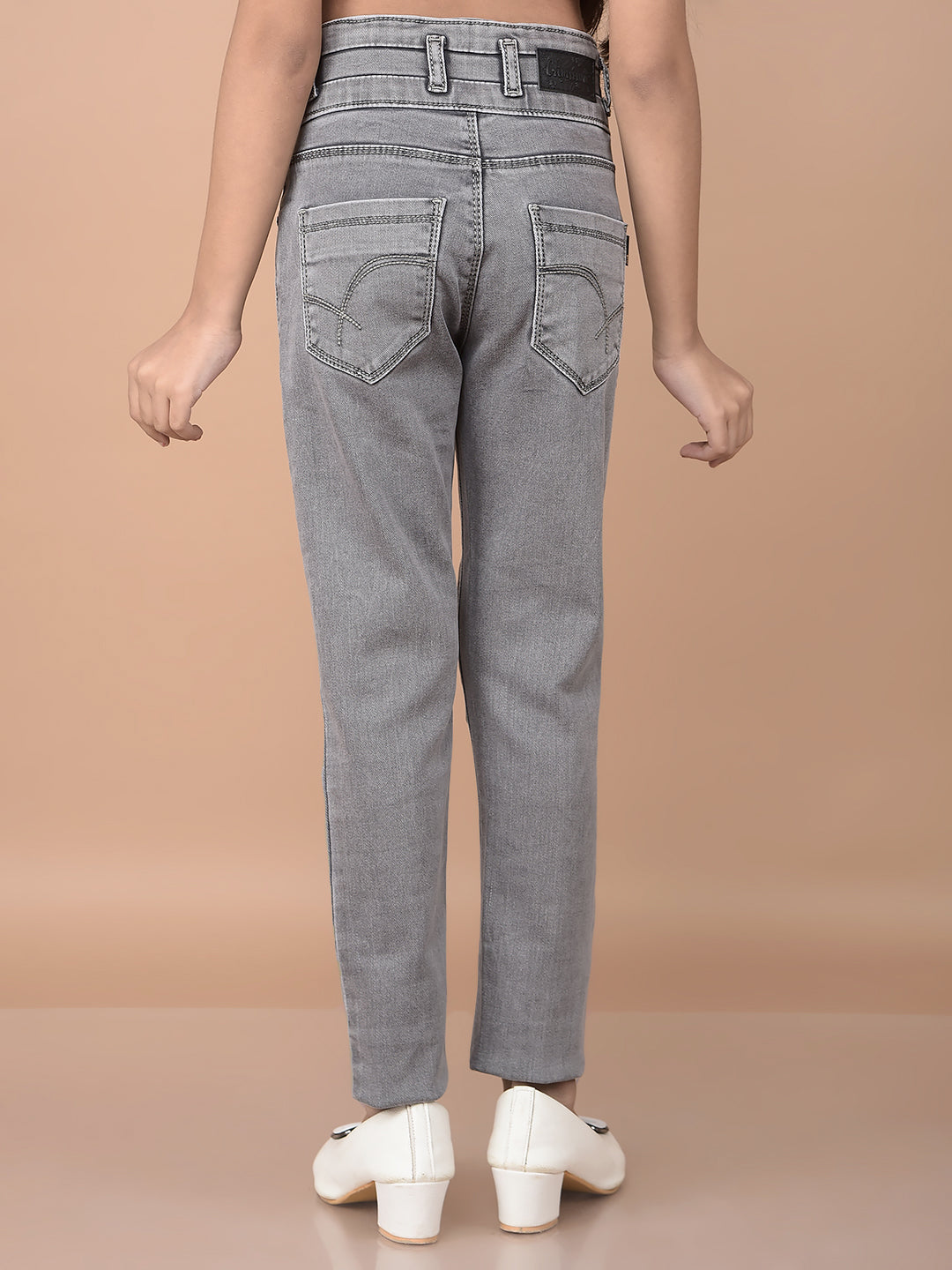 Grey Skinny High-Waist Jeans