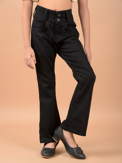 Black Bootcut High-Waist Jeans-Girls Jeans-Crimsoune Club