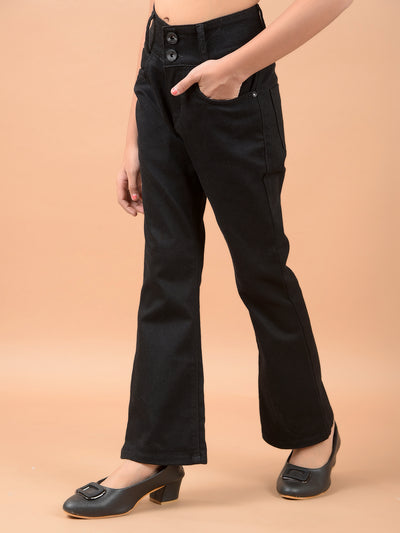 Black Bootcut High-Waist Jeans-Girls Jeans-Crimsoune Club