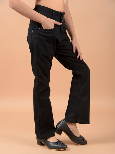 Black Bootcut High-Waist Jeans-Girls Jeans-Crimsoune Club