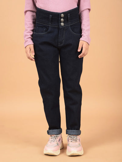 Navy Blue High-Waist Jeans