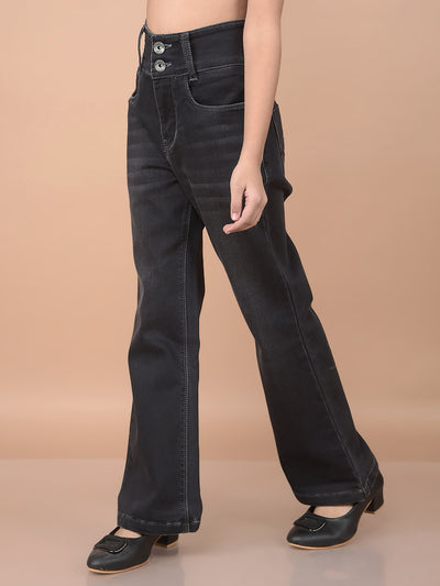 Black Bootcut High-Waist Jeans