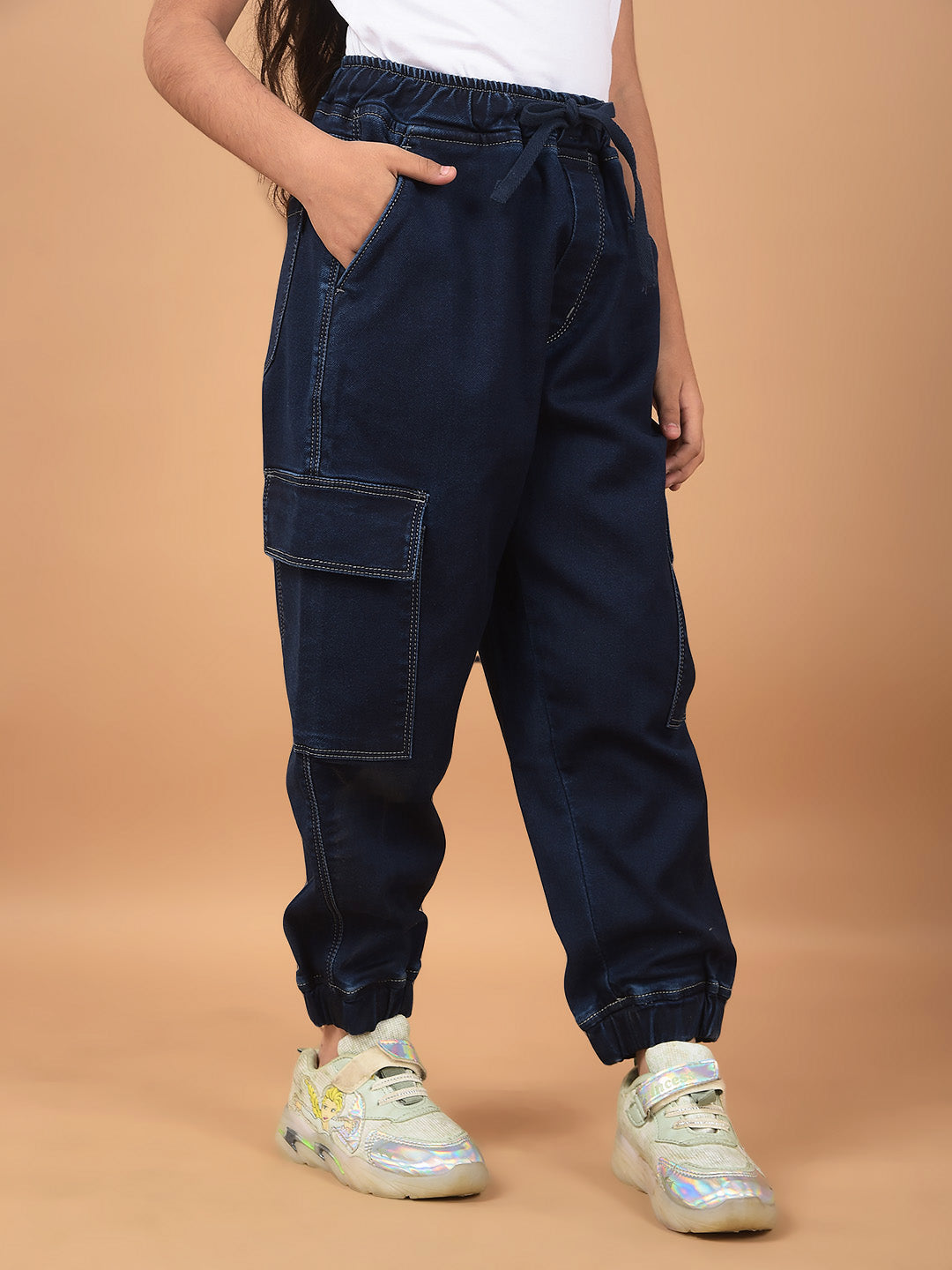 Navy Blue Loose Fit Cargo Joggers