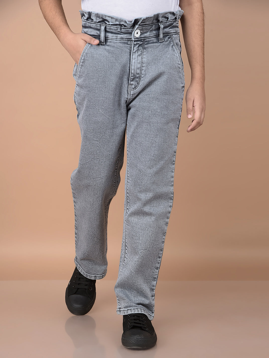 Grey Skinny High-Waist Jeans