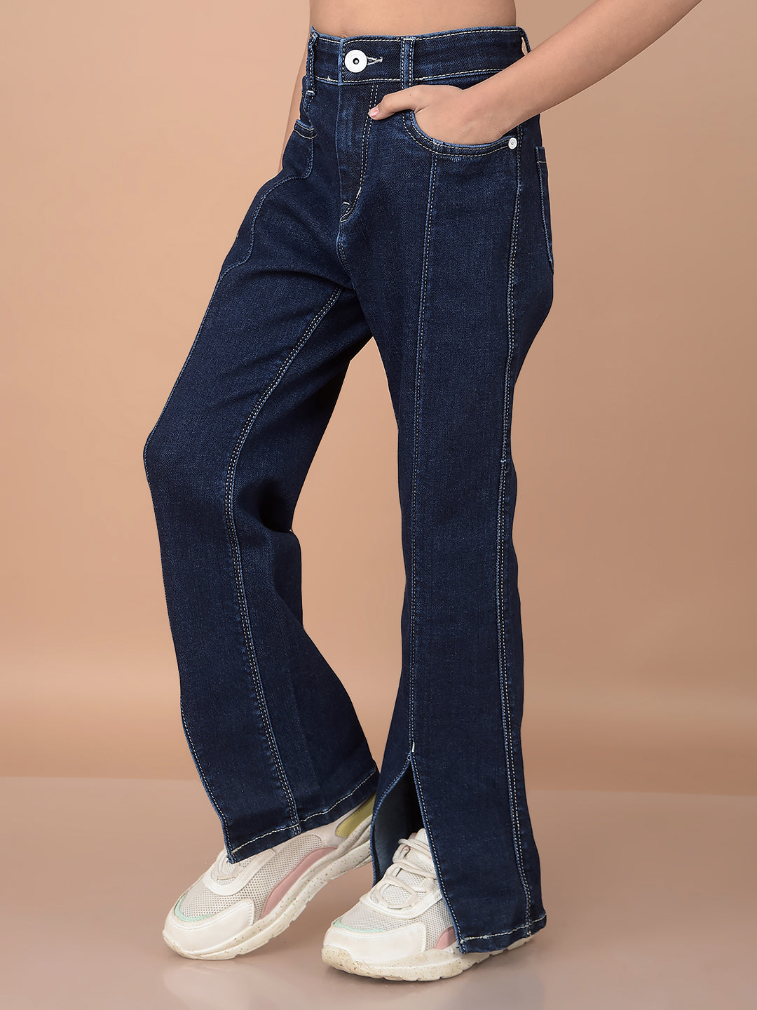 Blue Wide-Leg High-Waist Jeans