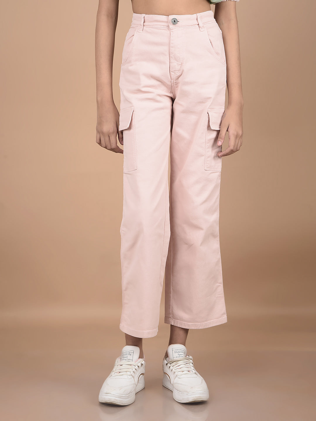 Pink Relaxed Fit Cargo Jeans