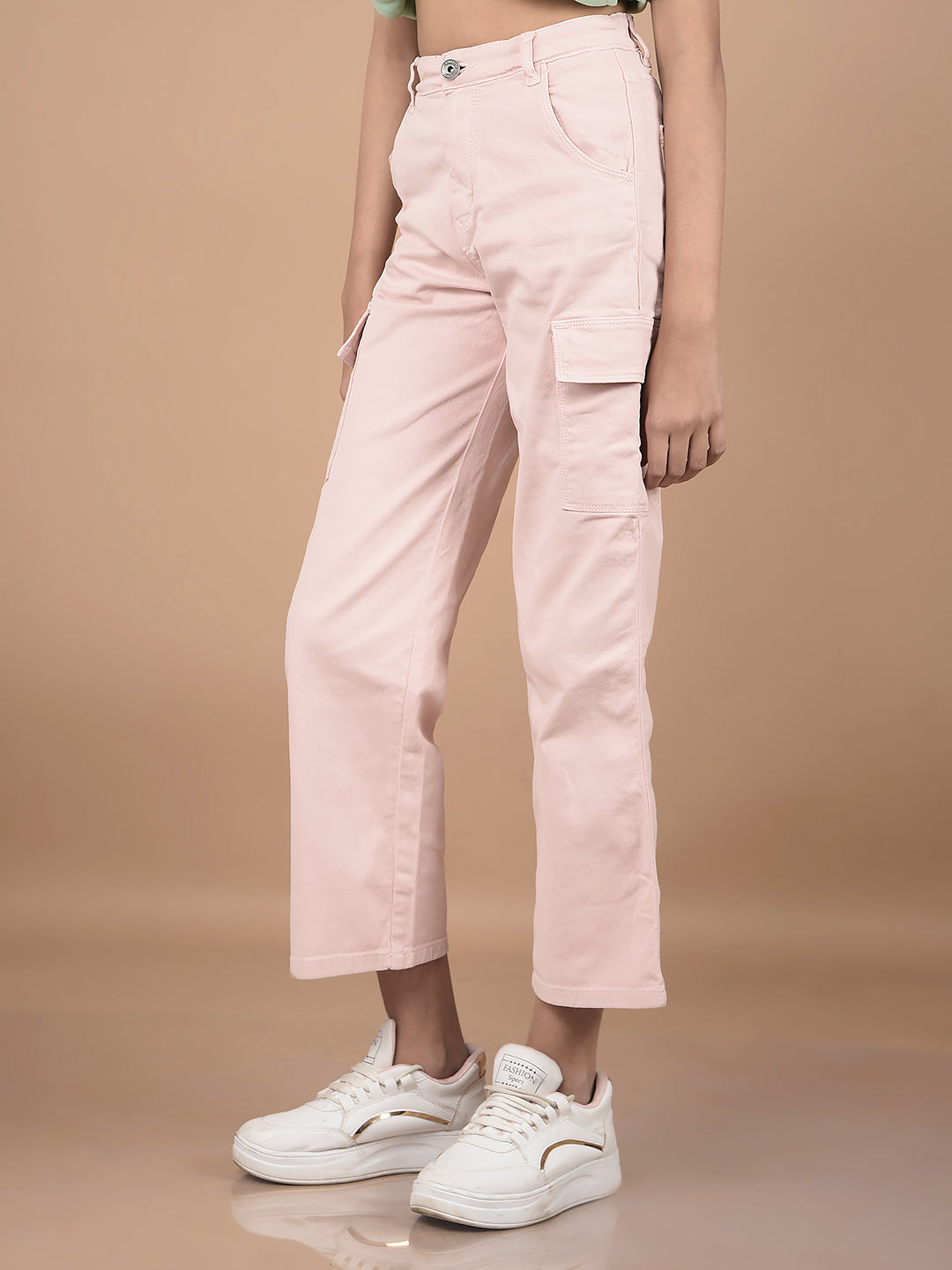 Pink Relaxed Fit Cargo Jeans