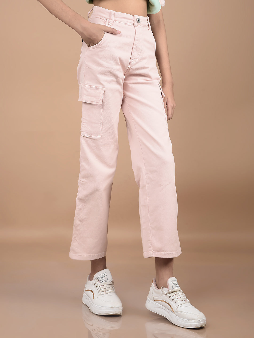 Pink Relaxed Fit Cargo Jeans