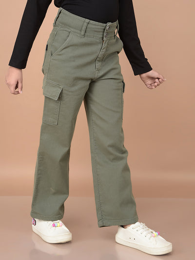 Green Relaxed Fit Cargo Jeans