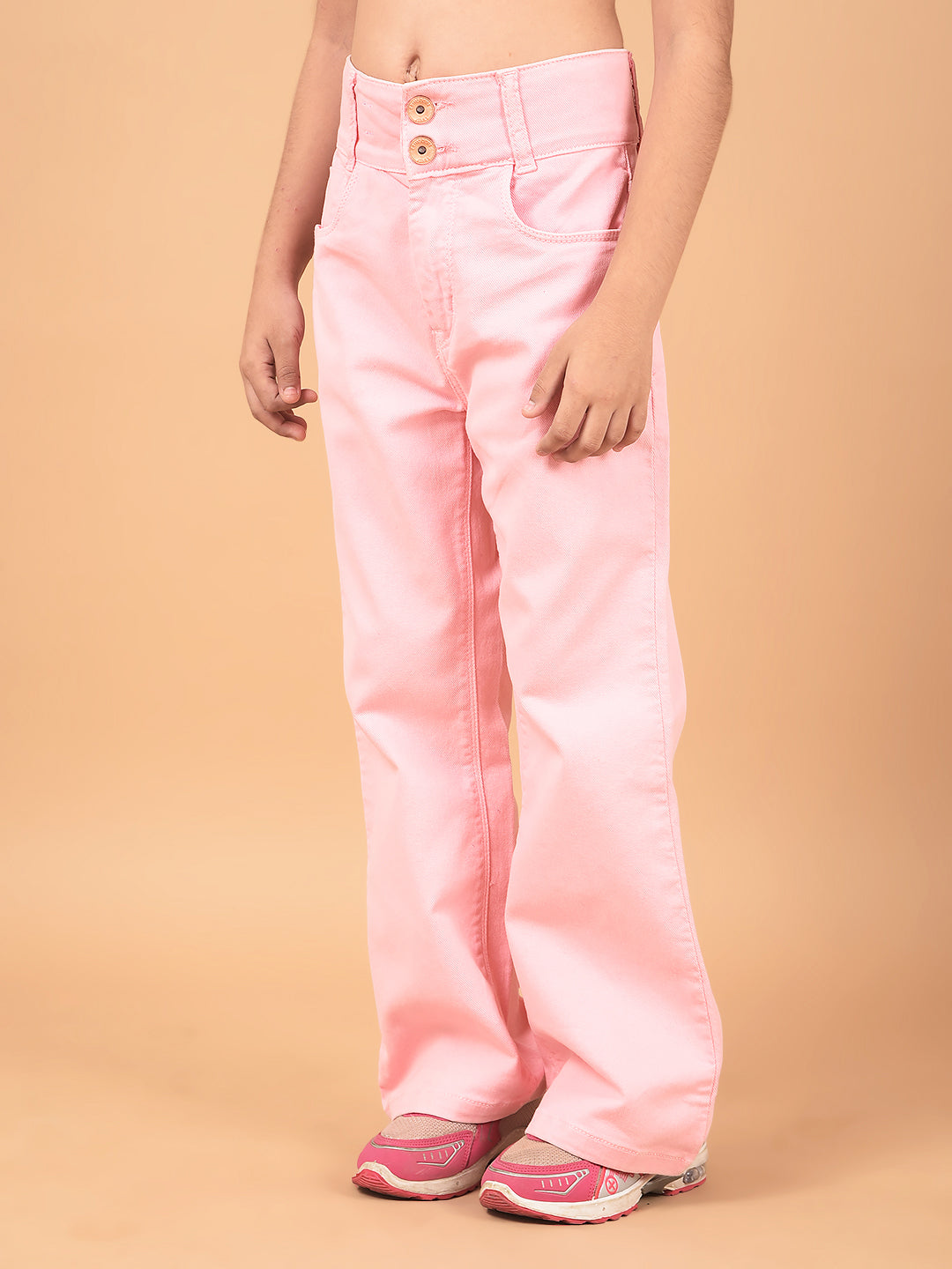 Pink Bootcut High-Waist Jeans