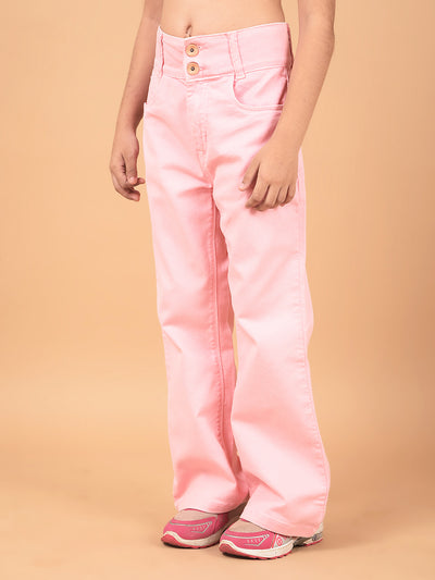 Pink Bootcut High-Waist Jeans