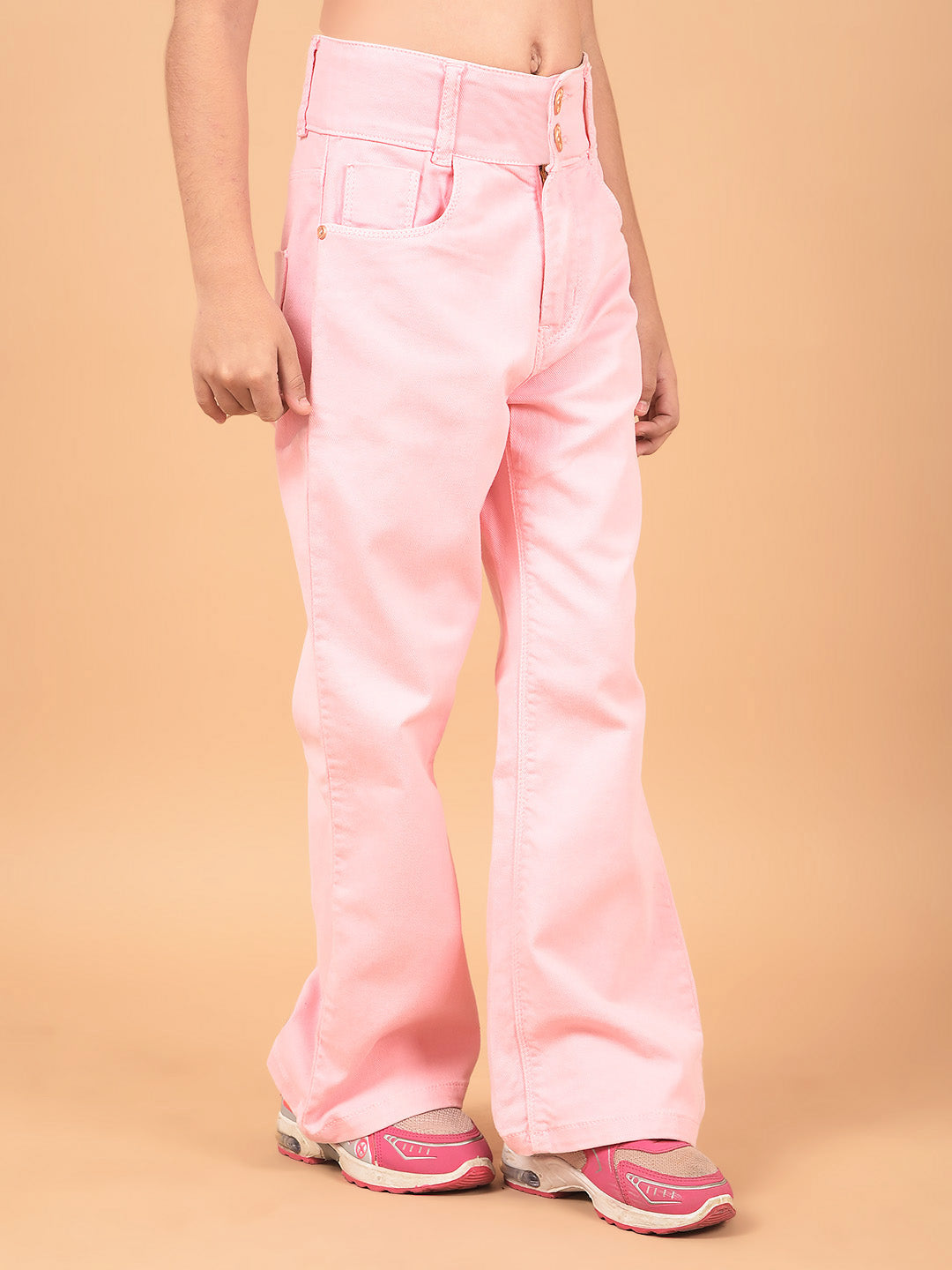 Pink Bootcut High-Waist Jeans