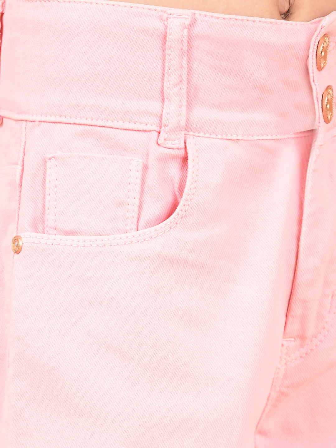 Pink Bootcut High-Waist Jeans