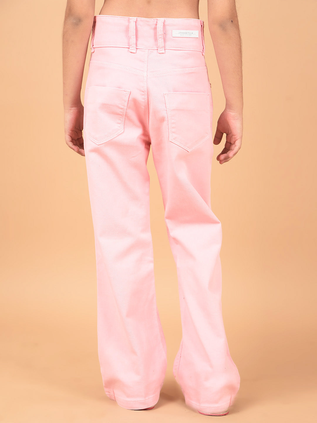 Pink Bootcut High-Waist Jeans