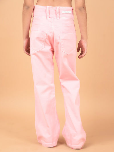 Pink Bootcut High-Waist Jeans