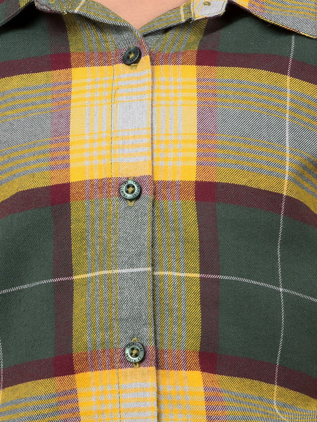 Yellow Checked 100% Cotton Tie-Up Shirt