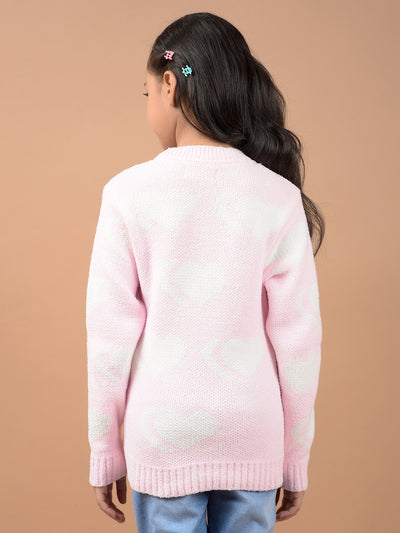 Pink Jacquard Sweater-Girls Sweaters-Crimsoune Club