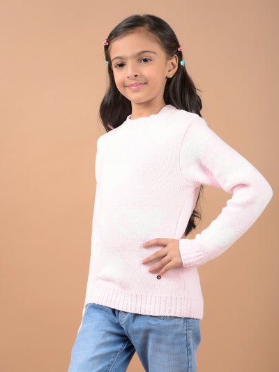 Pink Jacquard Sweater-Girls Sweaters-Crimsoune Club