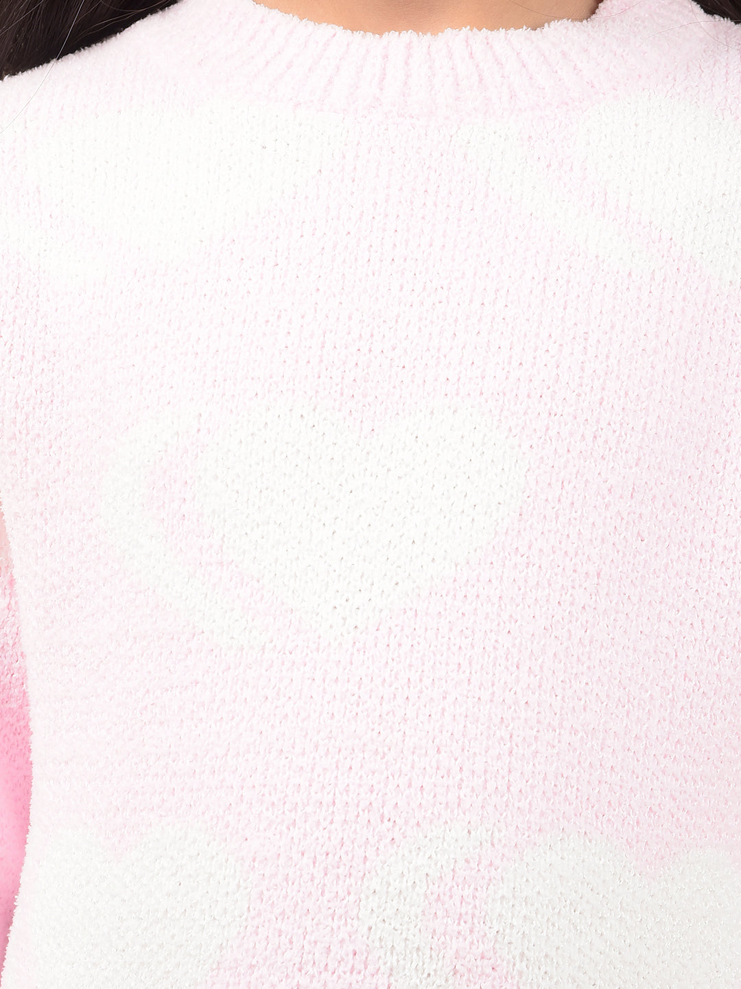 Pink Jacquard Sweater-Girls Sweaters-Crimsoune Club