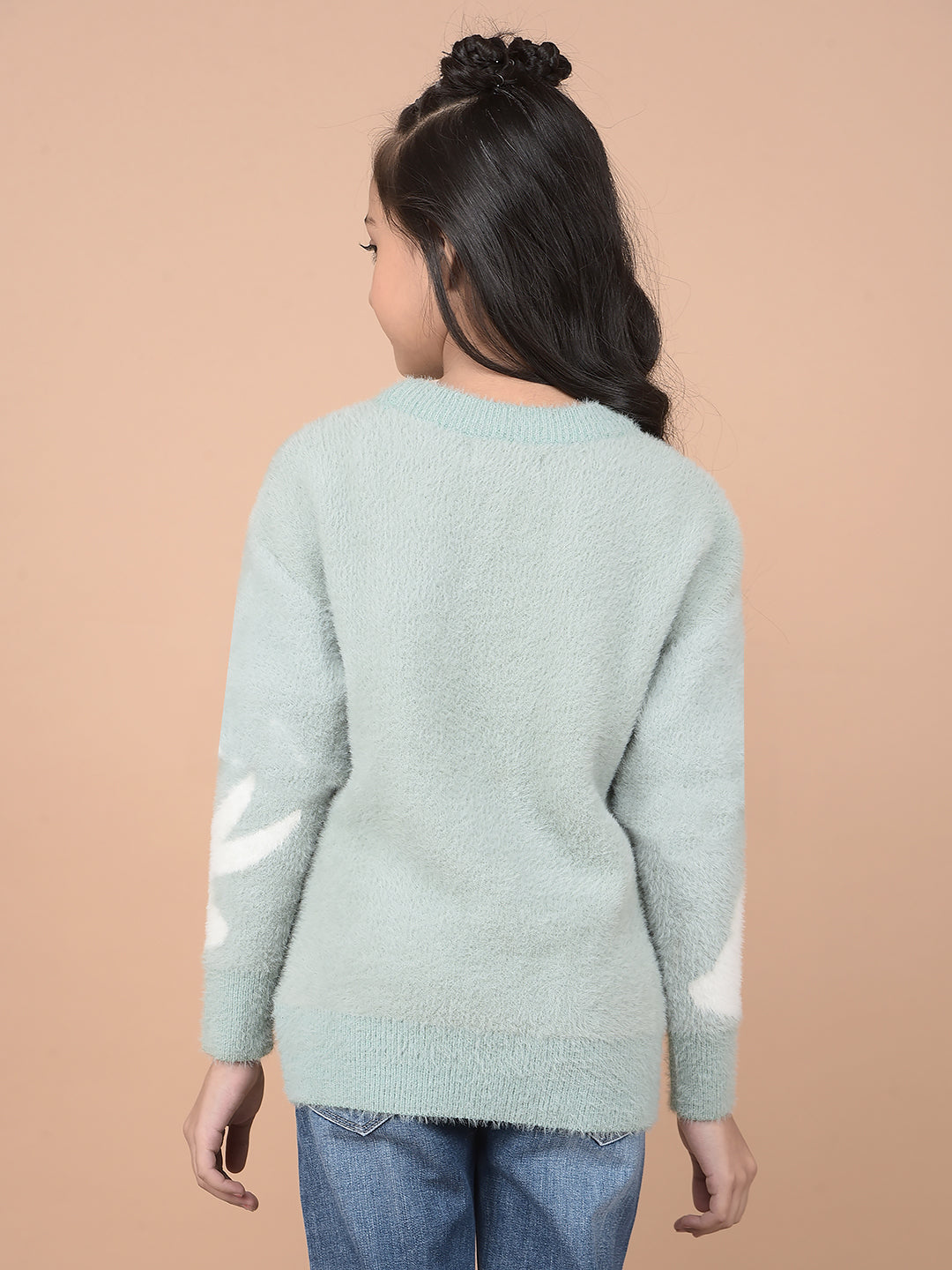 Green Jacquard 100% Nylon Sweater