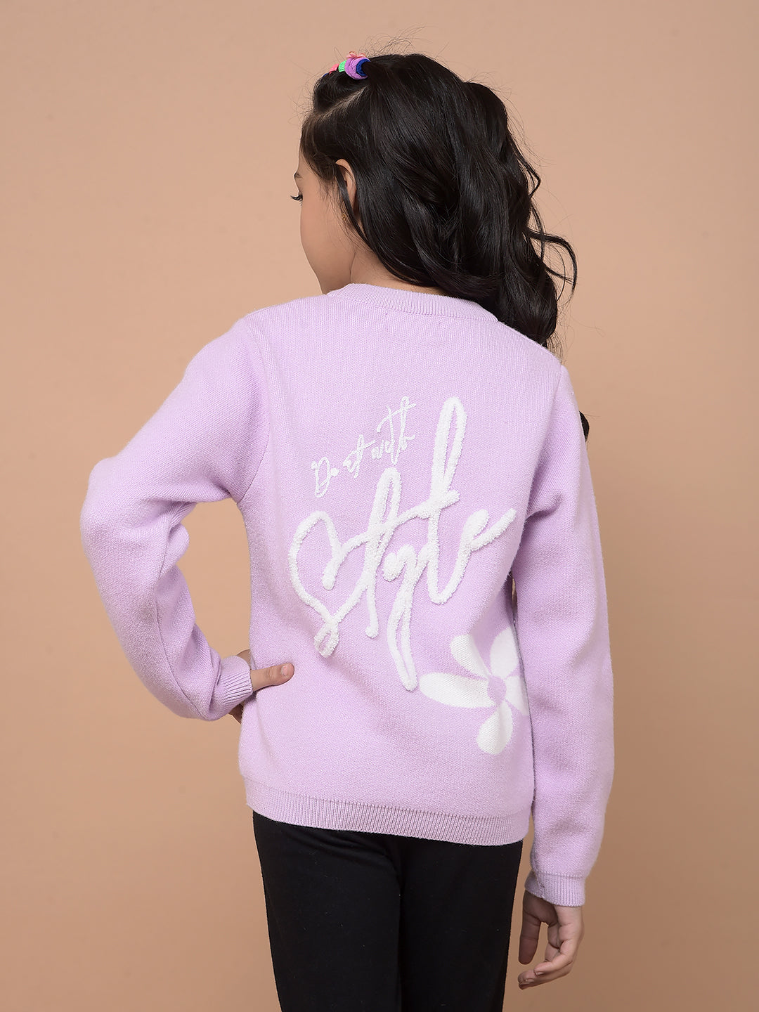 Purple Graphic Print Sweater-Girls Sweaters-Crimsoune Club