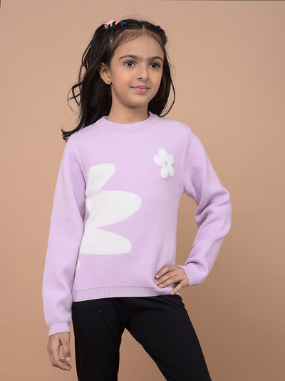 Purple Graphic Print Sweater-Girls Sweaters-Crimsoune Club