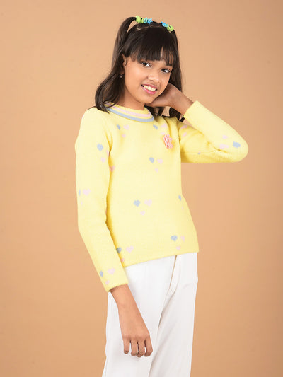 Yellow Embellished Sweater-Girls Sweaters-Crimsoune Club