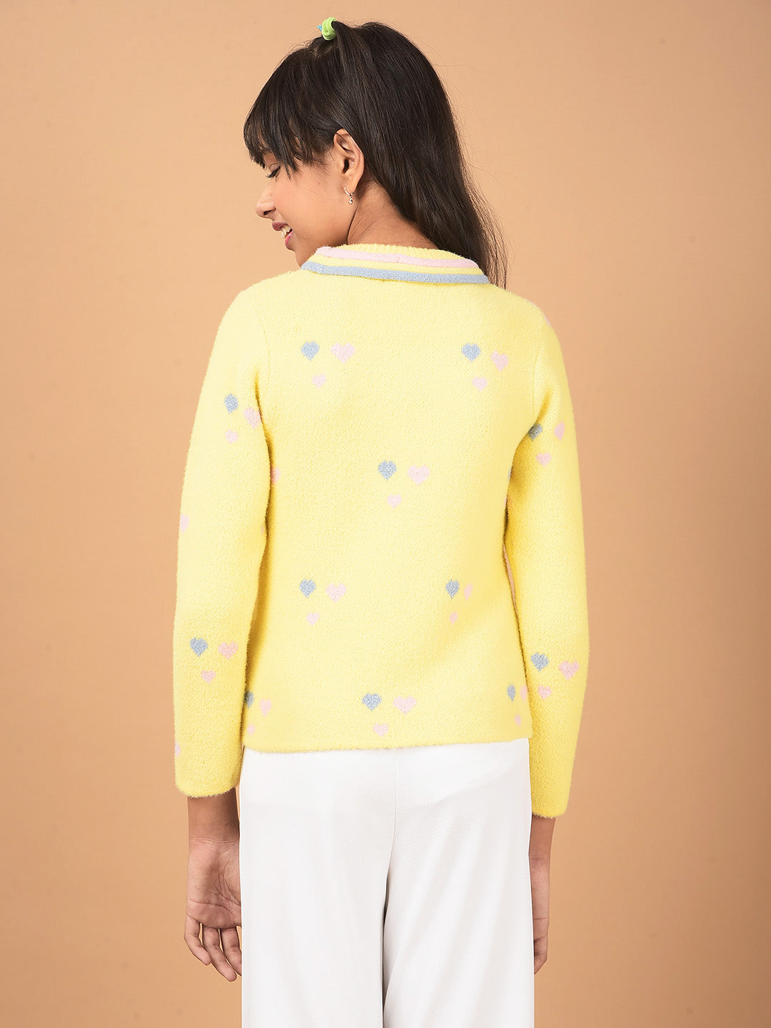 Yellow Embellished Sweater-Girls Sweaters-Crimsoune Club