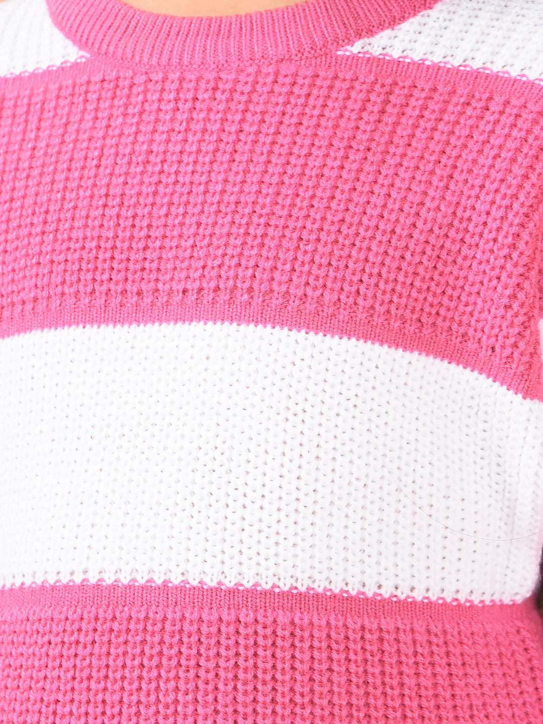 Pink 100% Acrylic Sweater-Girls Sweaters-Crimsoune Club