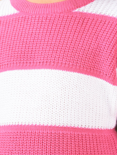 Pink 100% Acrylic Sweater-Girls Sweaters-Crimsoune Club