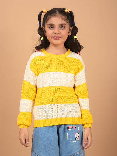 Yellow 100% Acrylic Sweater-Girls Sweaters-Crimsoune Club