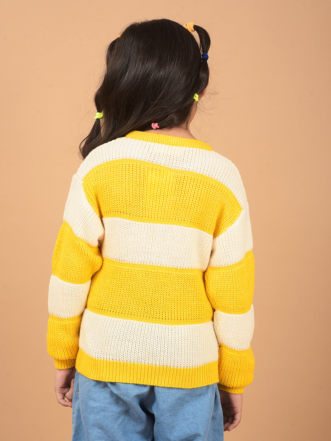 Yellow 100% Acrylic Sweater-Girls Sweaters-Crimsoune Club