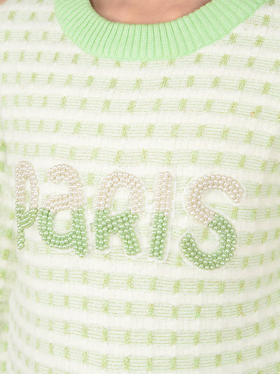 Green Embellished Sweater-Girls Sweaters-Crimsoune Club