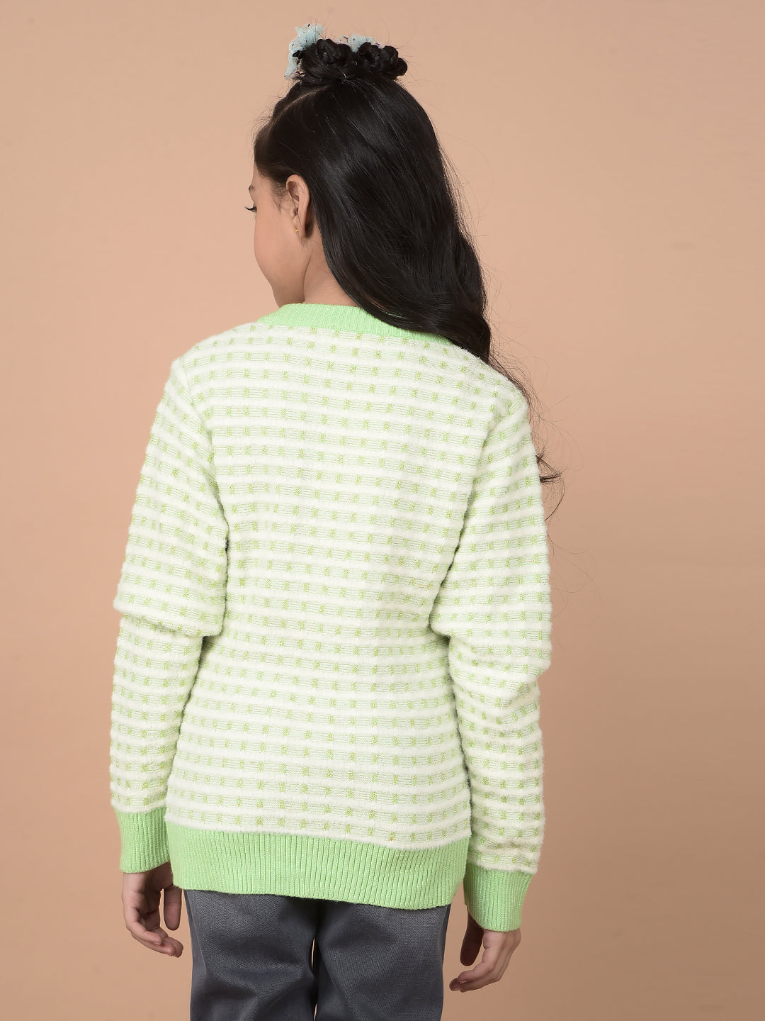 Green Embellished Sweater-Girls Sweaters-Crimsoune Club