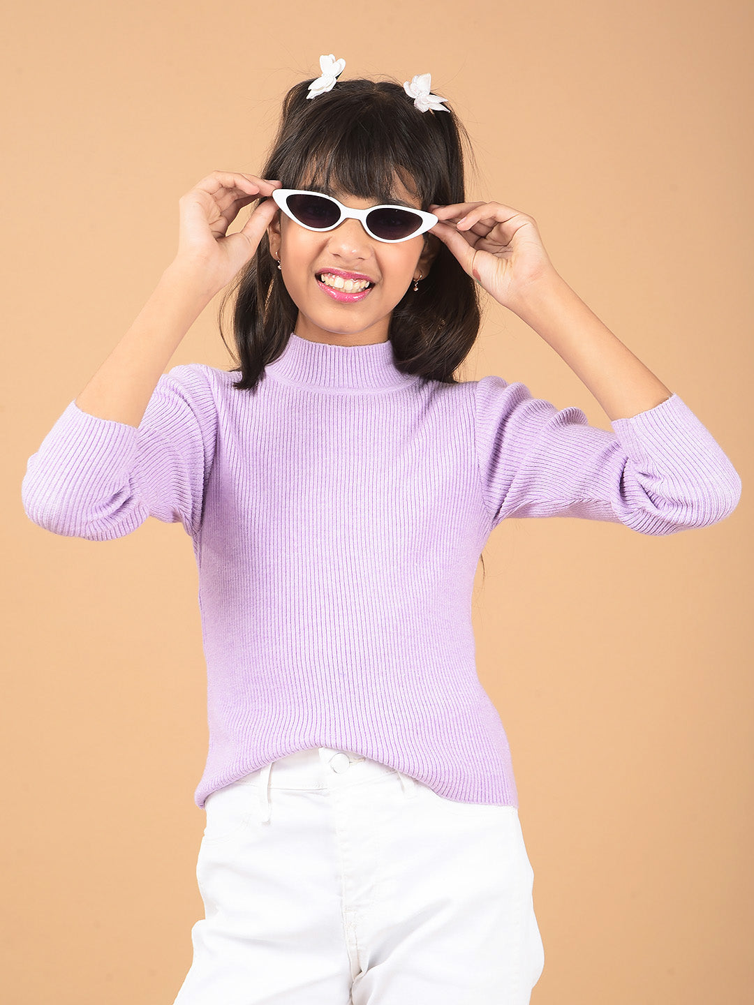 Purple High Neck Sweater