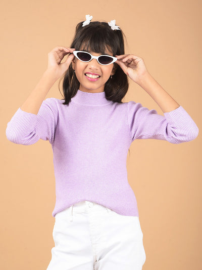 Purple High Neck Sweater