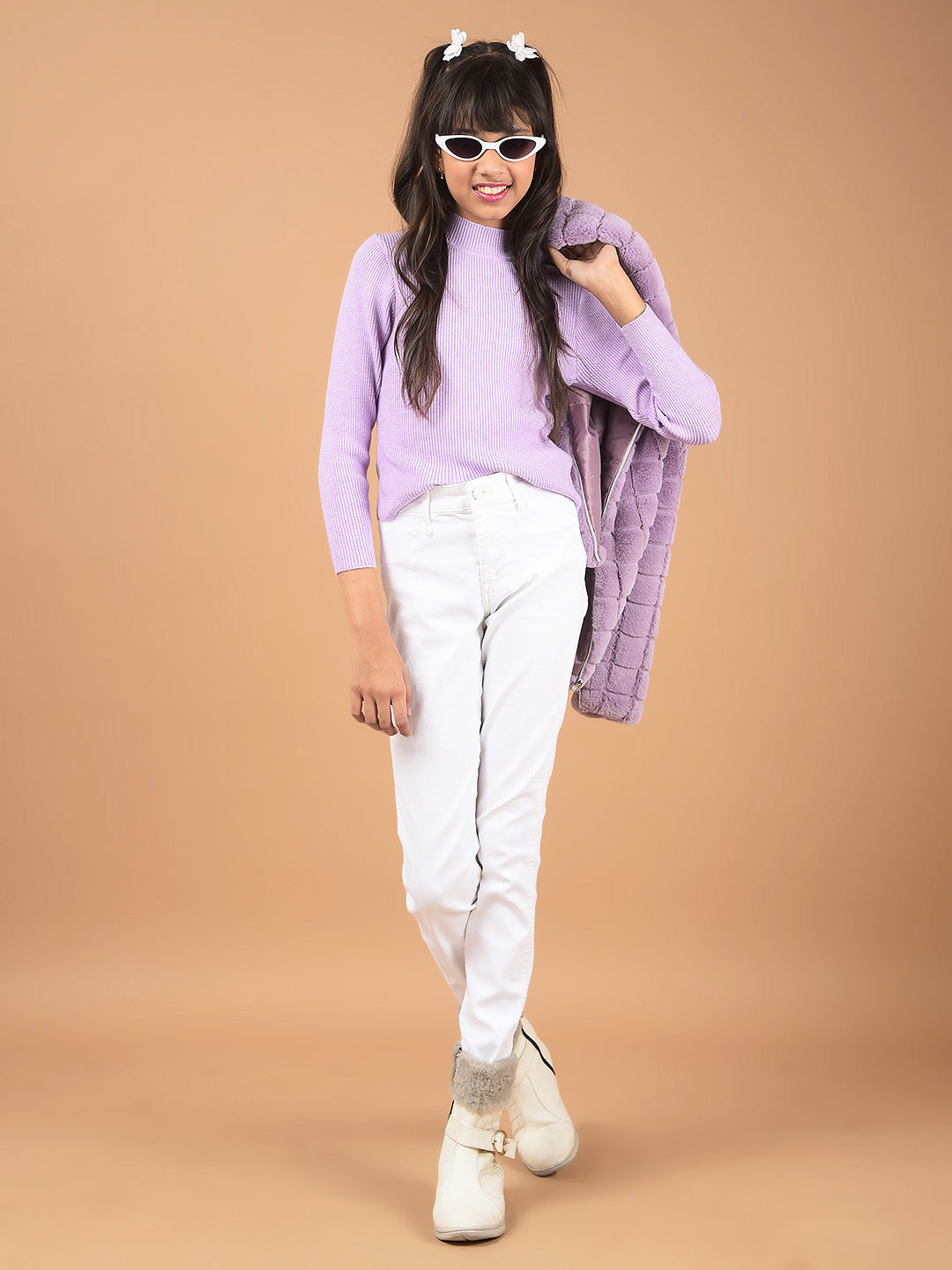 Purple High Neck Sweater