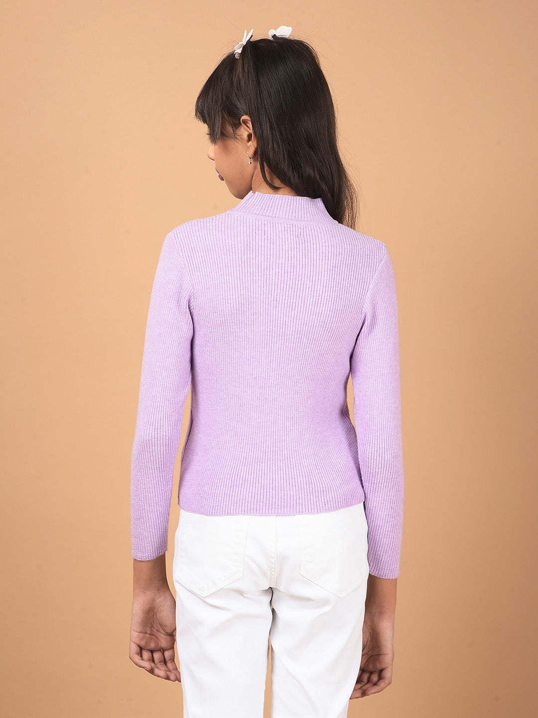 Purple High Neck Sweater