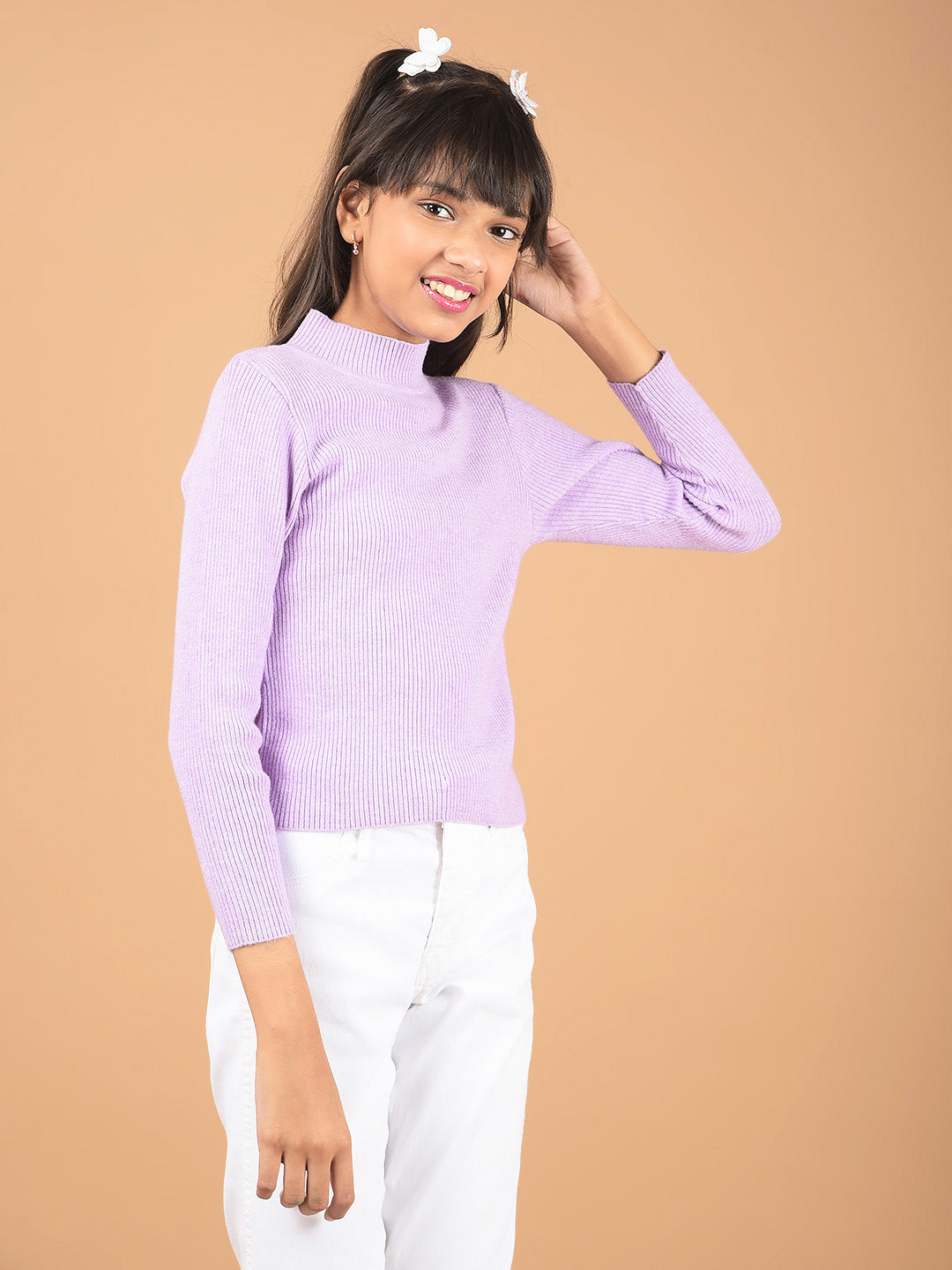 Purple High Neck Sweater