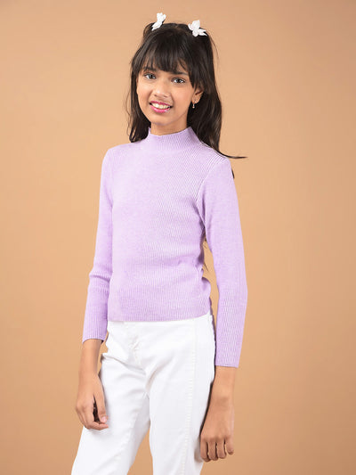 Purple High Neck Sweater