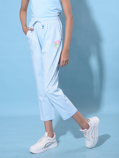 Blue Crop Length Lower-Girls Lounge Pants-Crimsoune Club