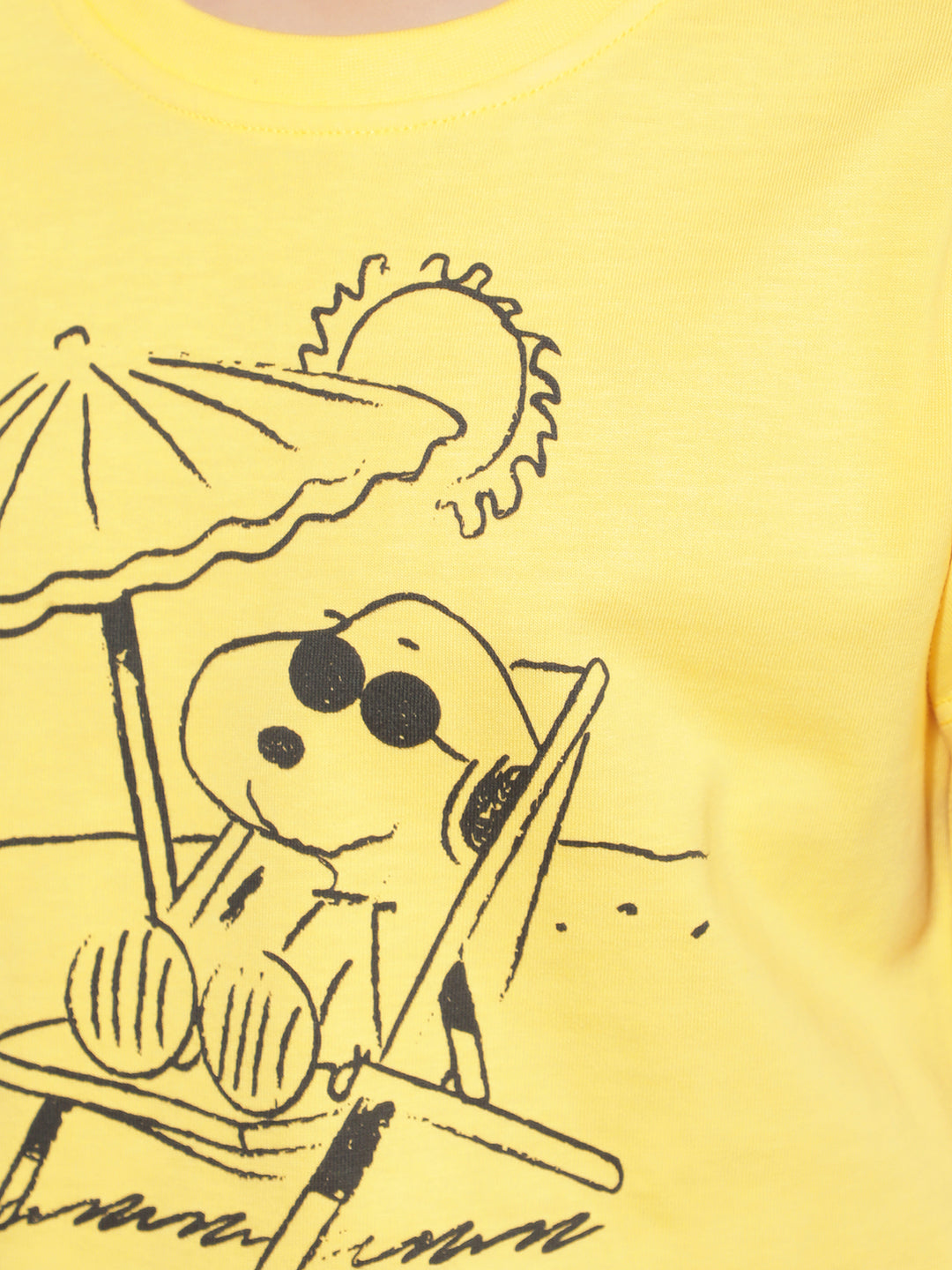 Yellow Graphic Print T-Shirt-Girls T-Shirts-Crimsoune Club