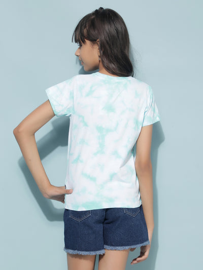 Blue Graphic Print T-Shirt-Girls T-Shirts-Crimsoune Club