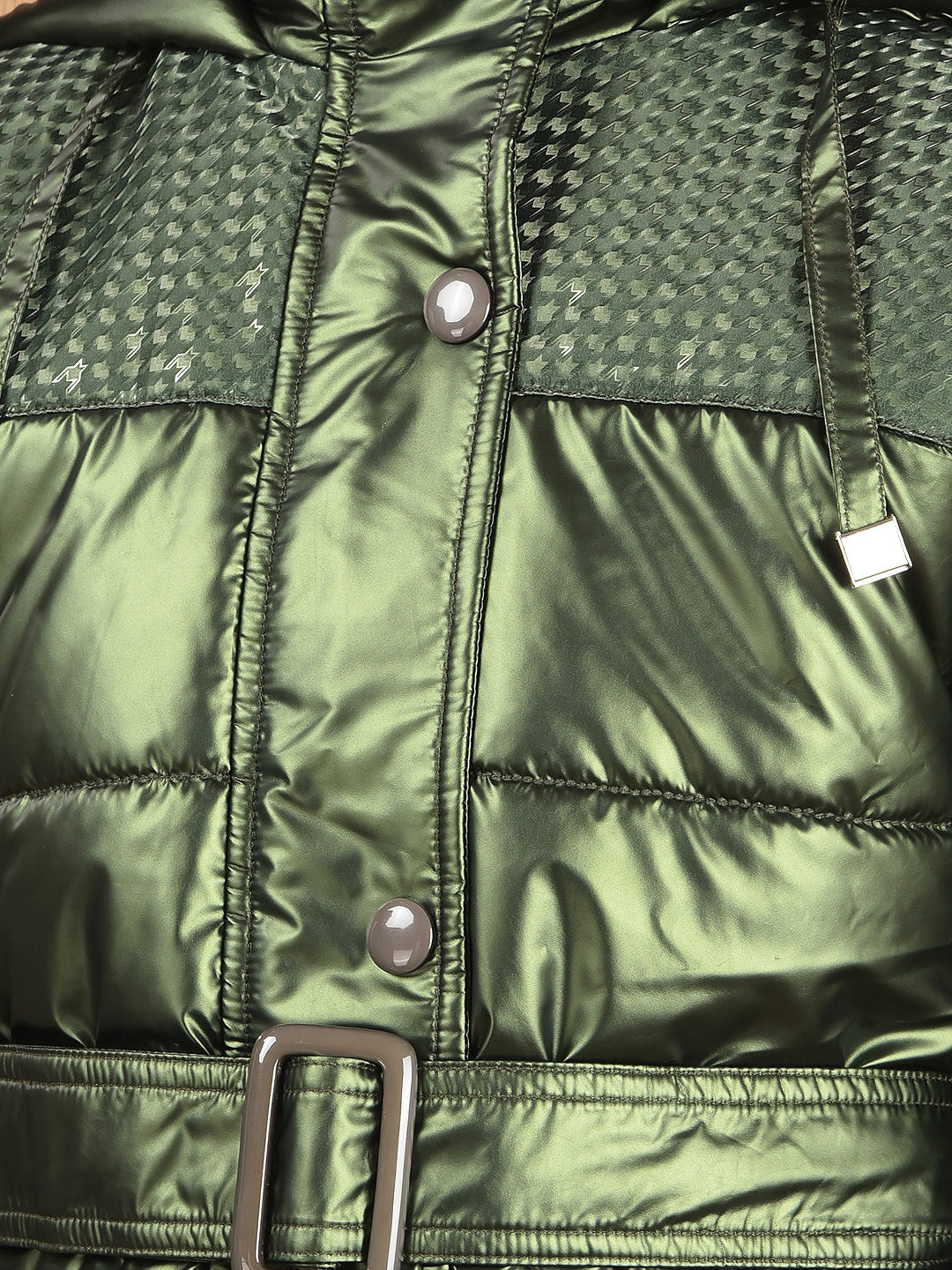 Olive Hooded Neck Padded Jacket