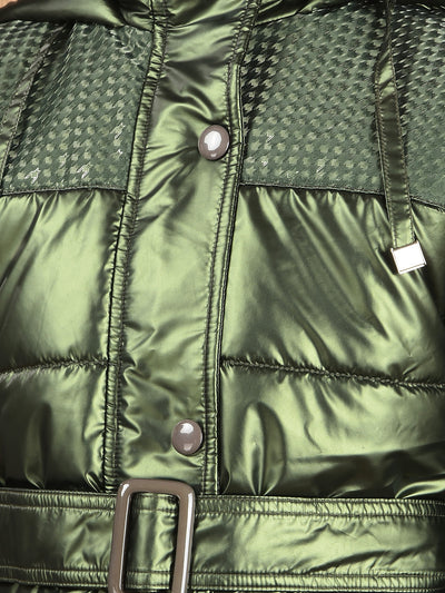 Olive Hooded Neck Padded Jacket