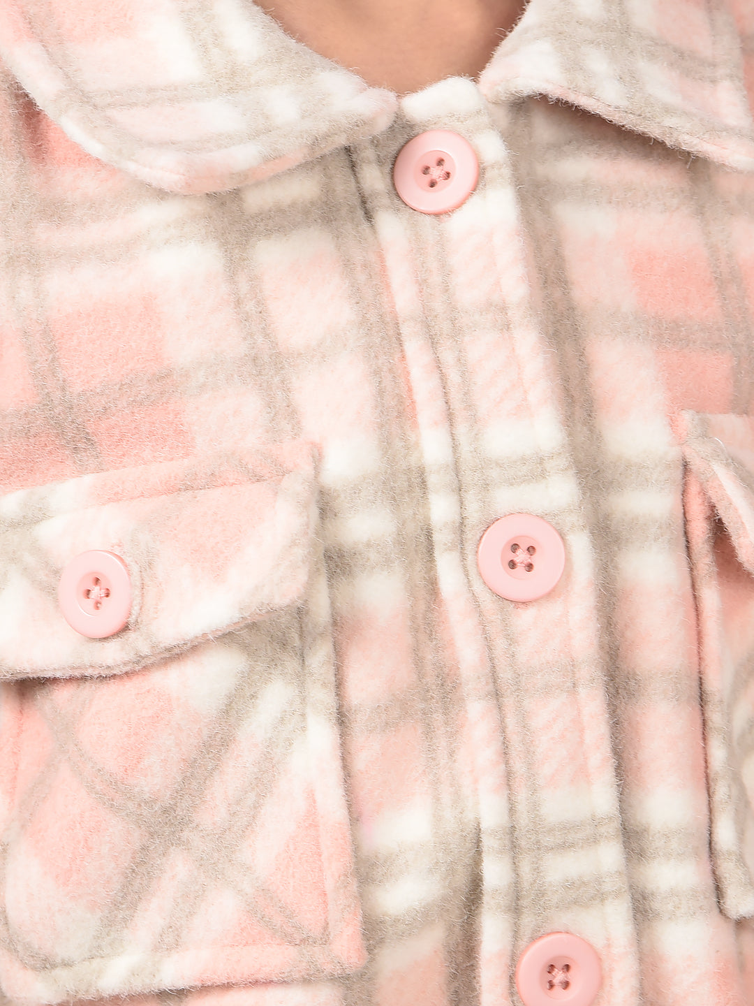 Peach Checked Shacket