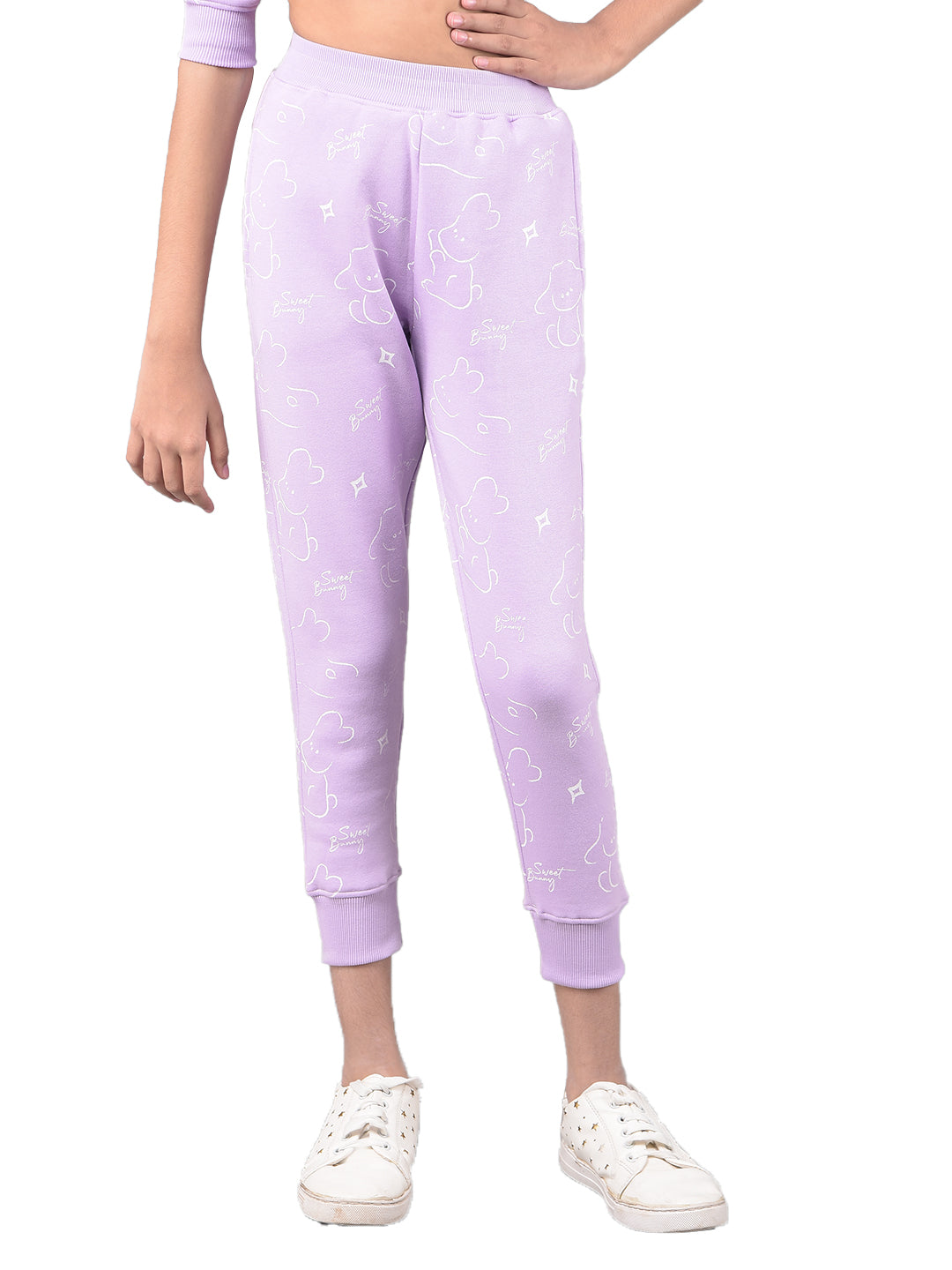 Purple Printed Joggers-Girls Lounge Pants-Crimsoune Club