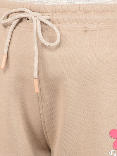 Beige Crop Length Trackpants