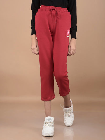 Red Crop Length Trackpants